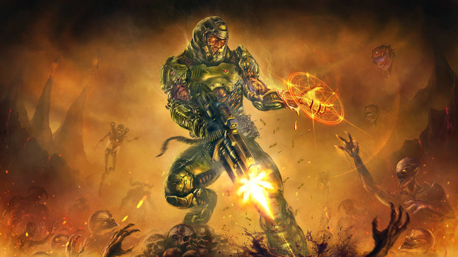 Doomguy Vs Demons Art Wallpaper