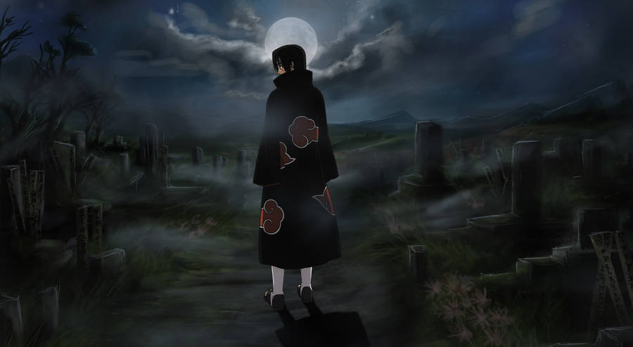 Dope Anime Itachi In Cemetery Wallpaper