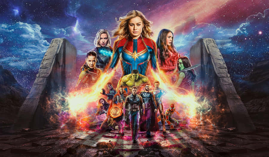 Dope Avengers Captain Marvel On Galaxy Wallpaper