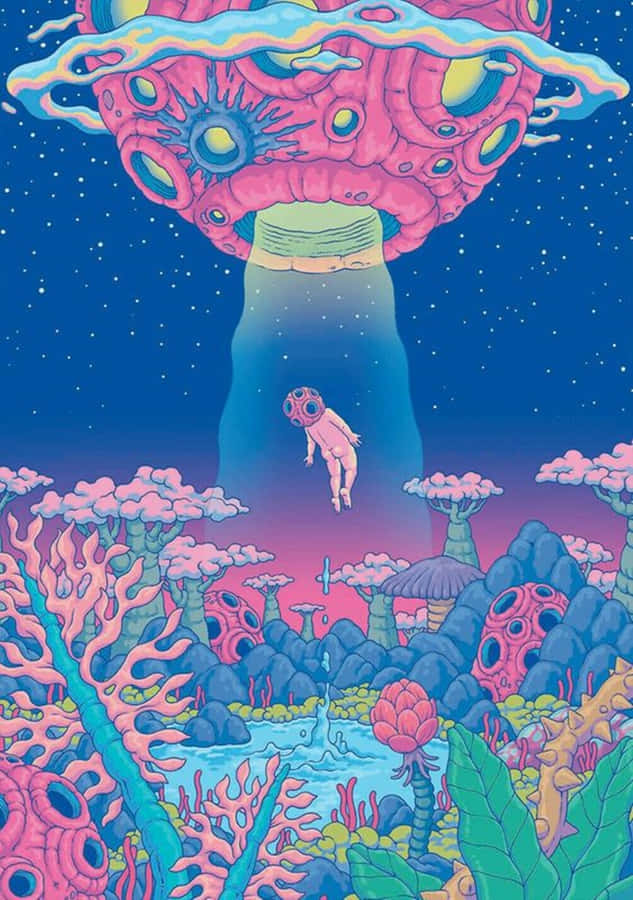 Dope Trippy Art Astronaut Spaceship Wallpaper