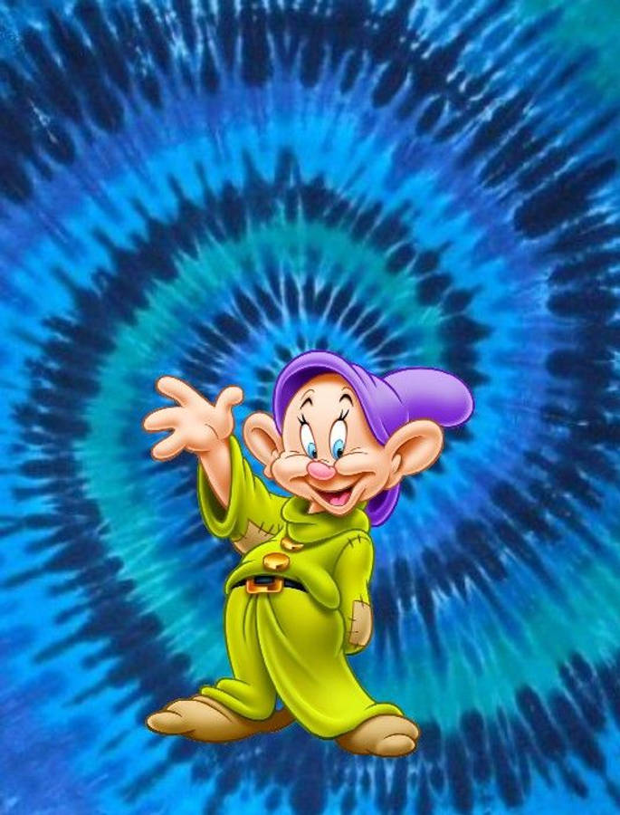 Dopey Dwarf In Spiral Blue Background Wallpaper