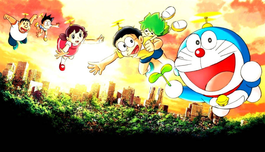 Doraemon And Nobita Hara Hara Planet Wallpaper