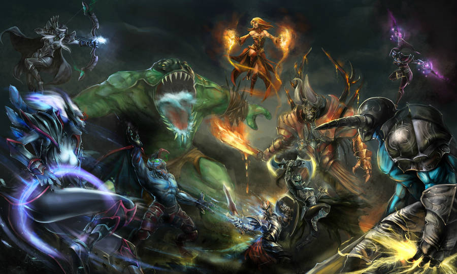 Dota 2 4k Heroes Clash Wallpaper