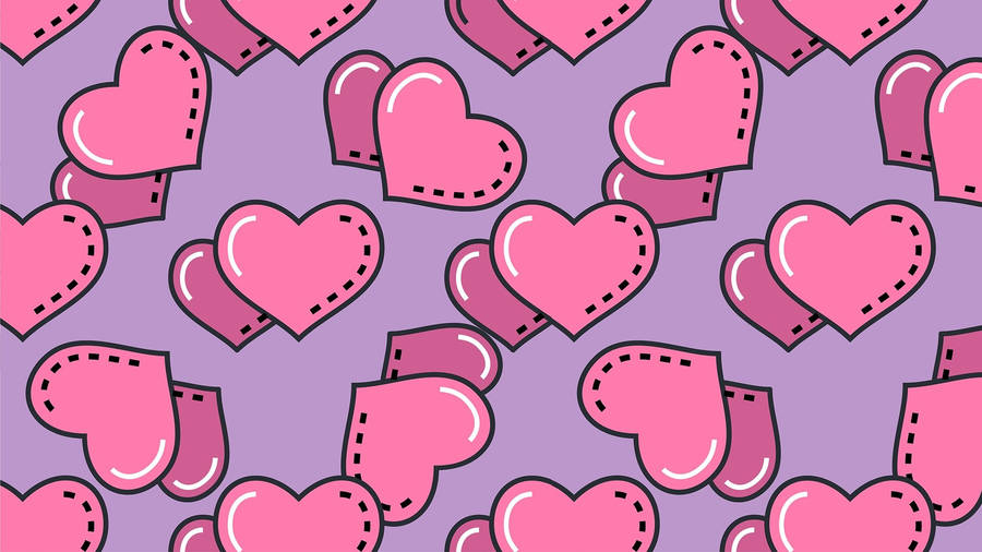 Dotted Pink Aesthetic Heart Pattern Wallpaper
