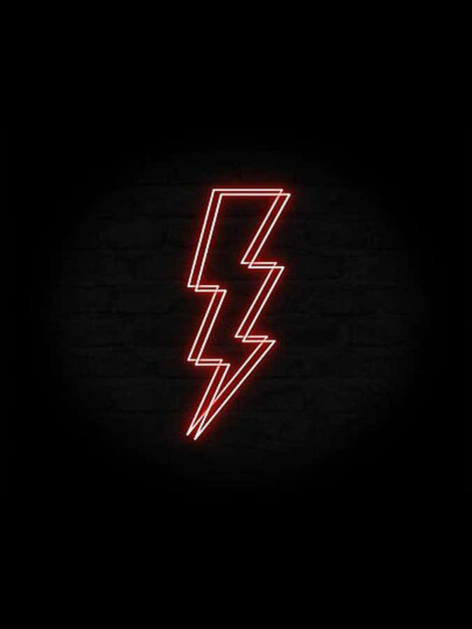 Double White Neon Lightning Mark In Black Wallpaper