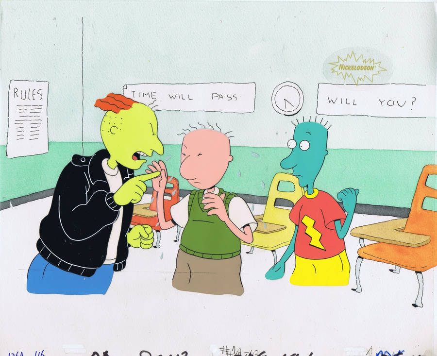 Doug Funnie, Skeeter Valentine, And Roger Klotz In A Memorable Scene From The Beloved Cartoon, Doug. Wallpaper