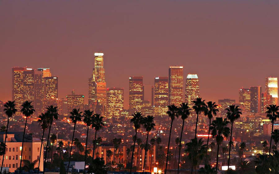 Downtown Los Angeles Skyline Dusk Wallpaper