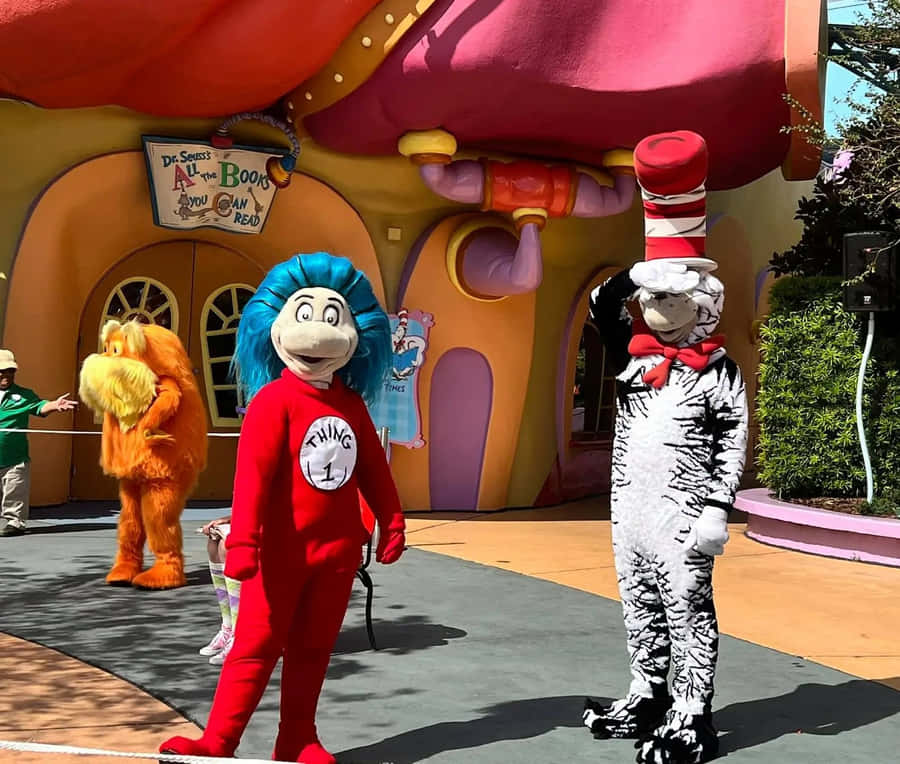 Dr Seuss Charactersat Theme Park Wallpaper