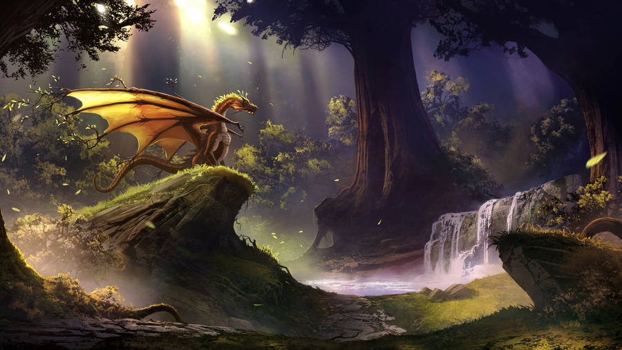 Dragon In An Enchanted Forest Wallpaper