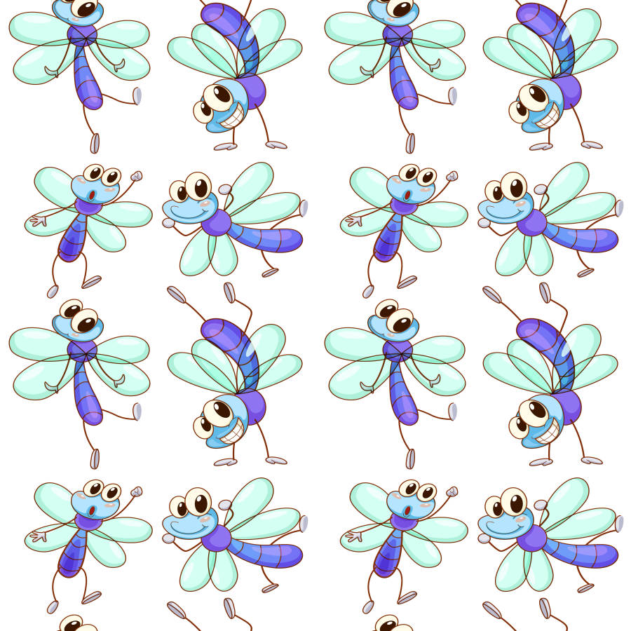 Dragonfly Cartoon Pattern Wallpaper