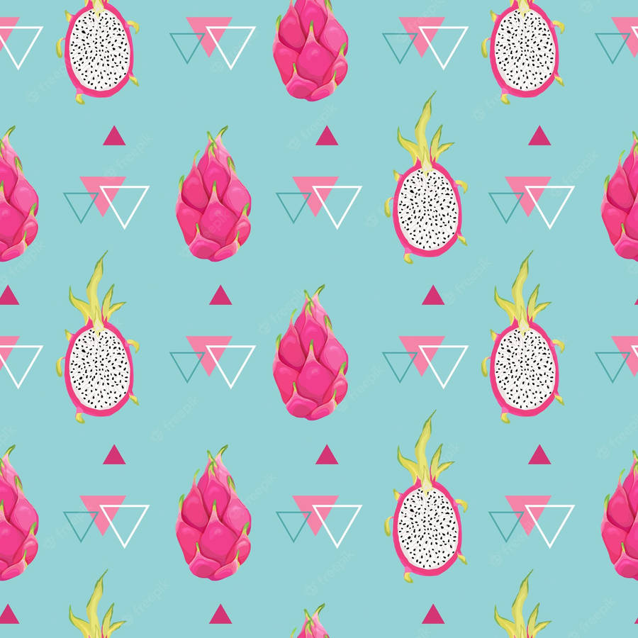 Dragonfruit Cute Patterns Pastel Green Background Wallpaper