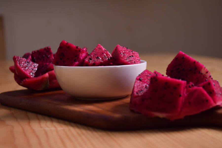 Dragonfruit Fruit Chunks Food Photography Wallpaper