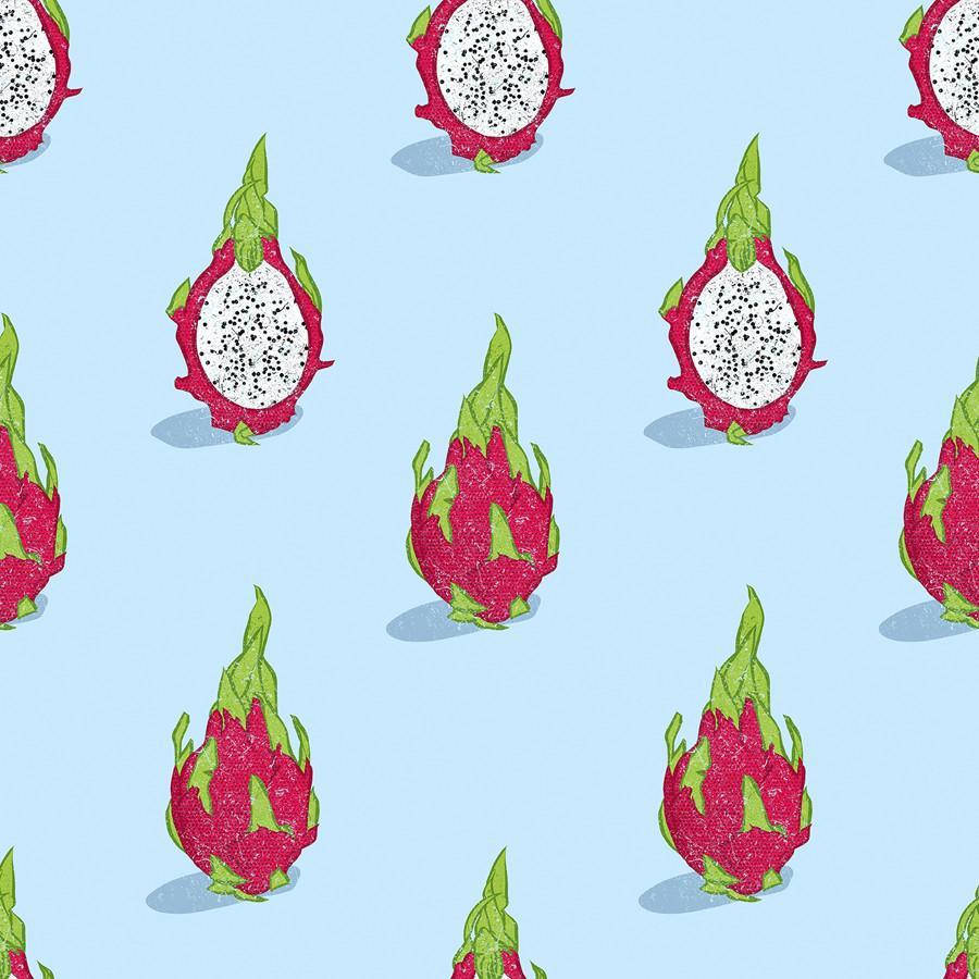 Dragonfruit Pattern Baby Blue Background Wallpaper