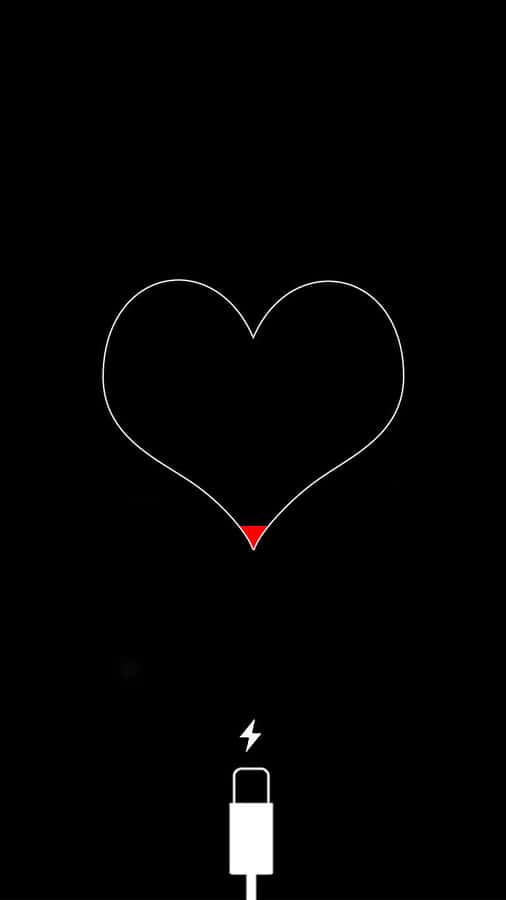 Dramatic Black Heart Iphone With Low Battery Wallpaper