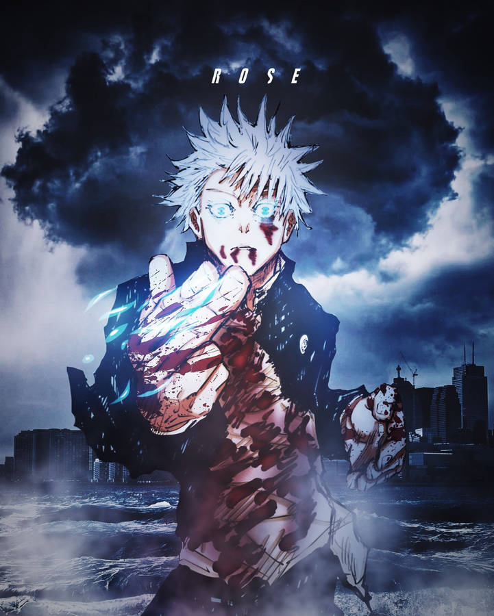 Dramatic Wounded Satoru Gojo Jujutsu Kaisen Phone Wallpaper