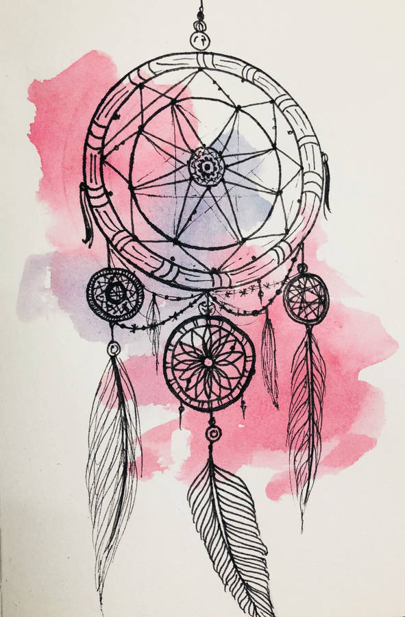 Dream Catcher Pink Watercolor Wallpaper