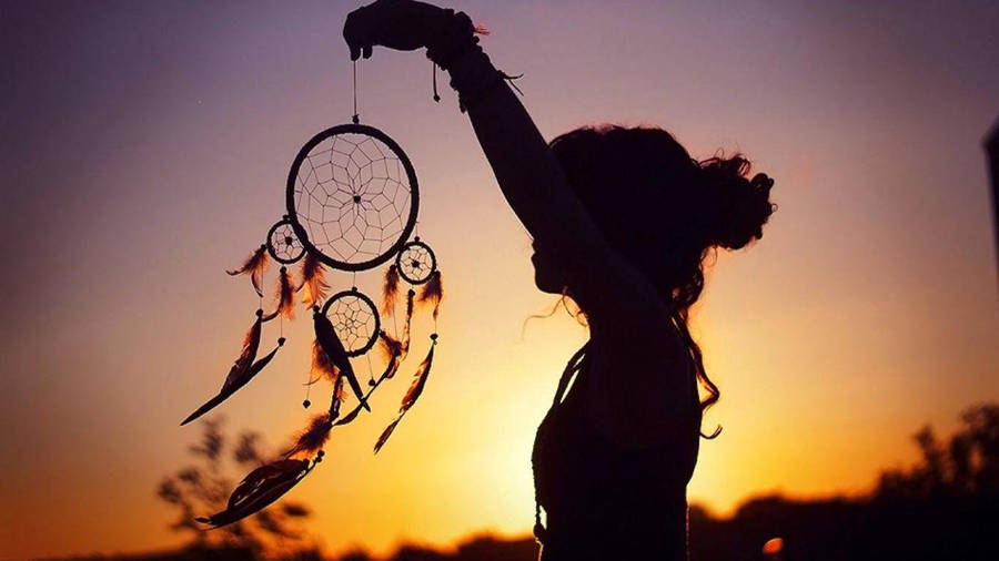 Dreamcatcher Silhouette Cute Dark Girly Wallpaper