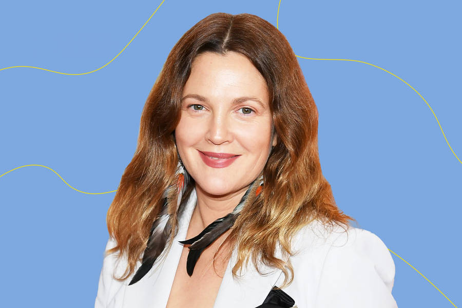 Drew Barrymore In White Suit Wallpaper