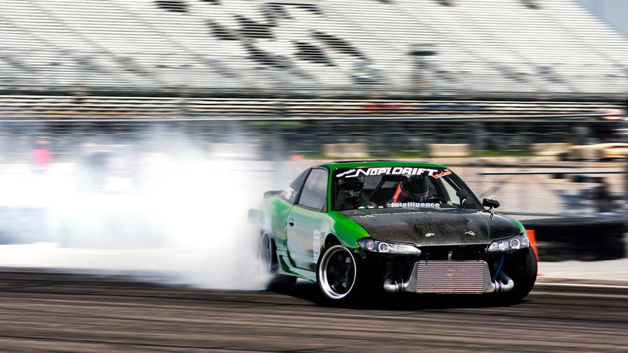 Drift Car Fuming Smoke And Speeding Wallpaper