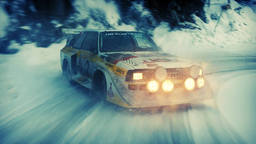 Drift Cars Audi In Snow Wallpaper