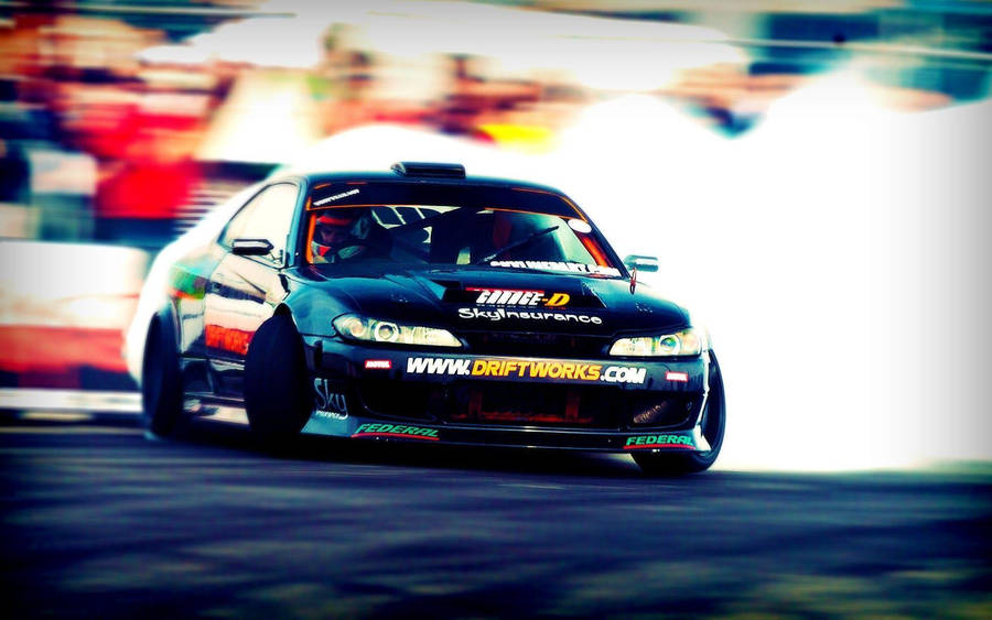 Drift Cars Sleek Black Nissan Silvia Wallpaper