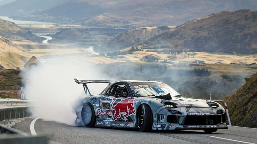 Drifting Mazda Rx 7 On Mountain Wallpaper