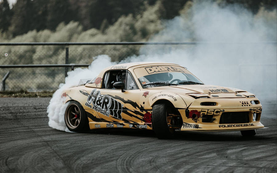 Drifting Yellow Jdm Cars Wallpaper