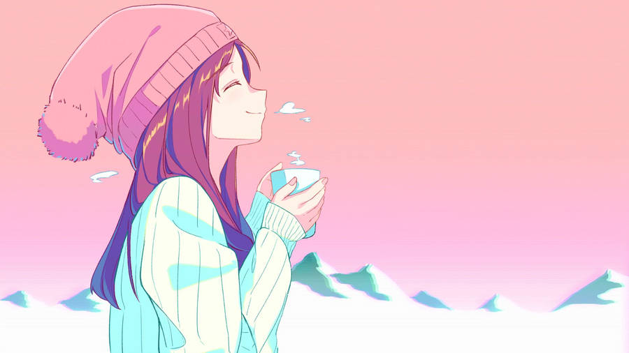 Drinking Girl Cute Aesthetic Wallpaper