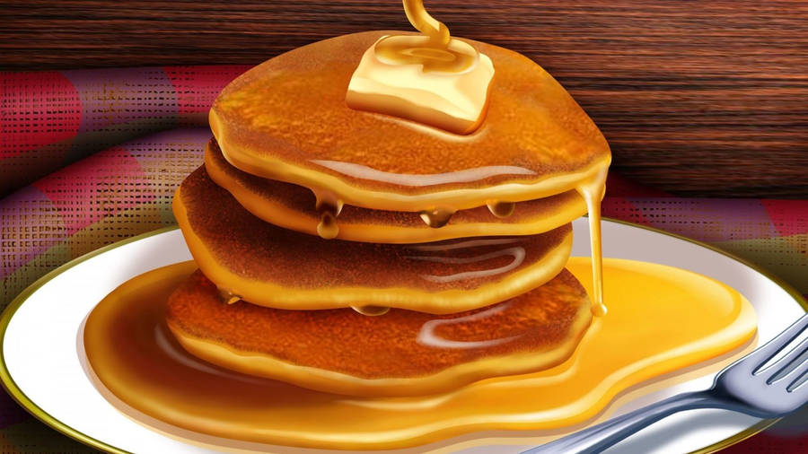 Dripping Honey On Pancakes Wallpaper