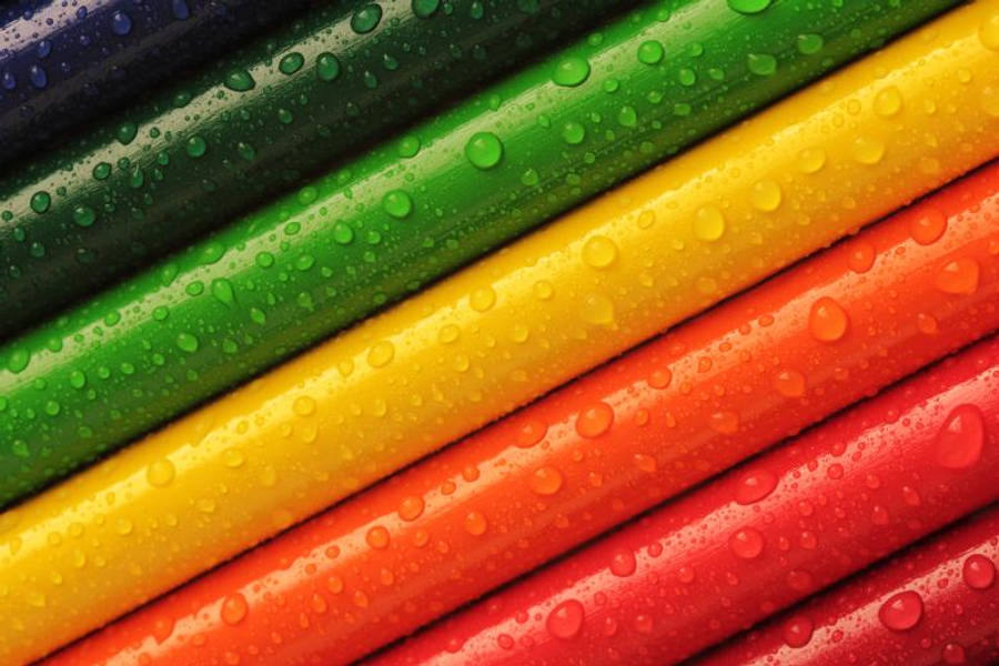 Droplets On Crayon Rainbow Stripes Wallpaper