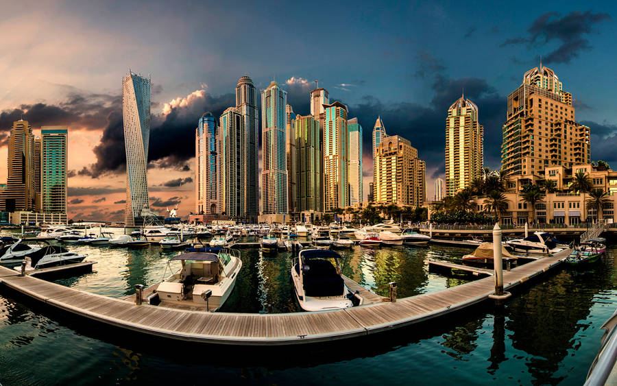 Dubai Dock Hd Landscape Desktop Wallpaper