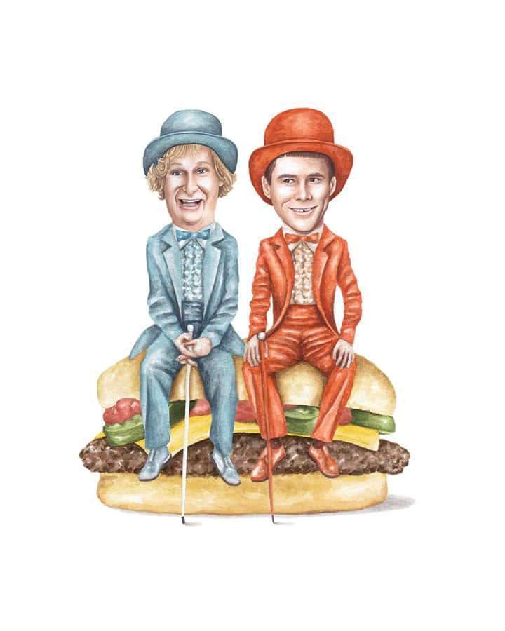 Dumb And Dumber Characters Burger Sit Down Illustration Wallpaper