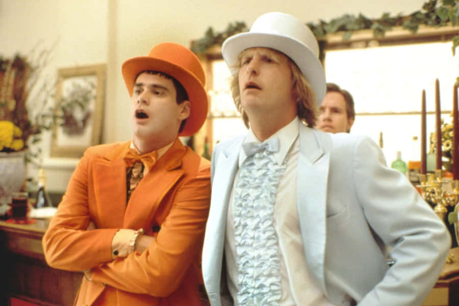 Dumband Dumber Orangeand White Suits Wallpaper