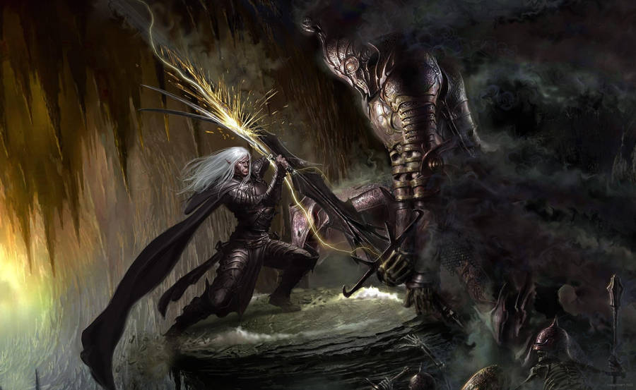 Dungeons And Dragons Drizzt Do'urden Sword Fight Wallpaper