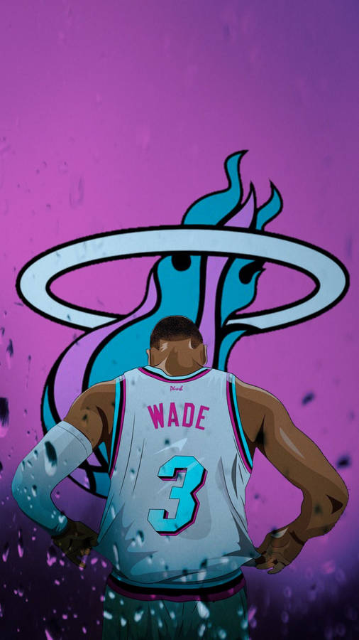 Dwyane Wade Turning His Back Jersey Number Three Wallpaper