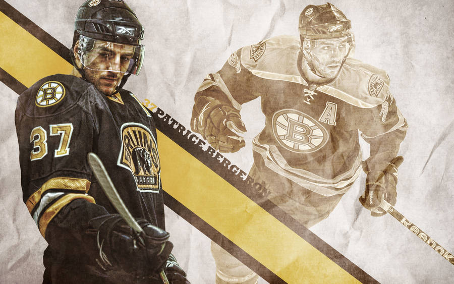 Dynamic Graphic Illustration Of Patrice Bergeron In Action Wallpaper