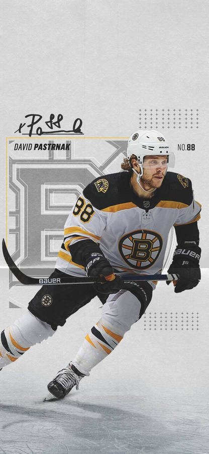 Dynamic Ice Hockey Star David Pastrnak In Action Wallpaper