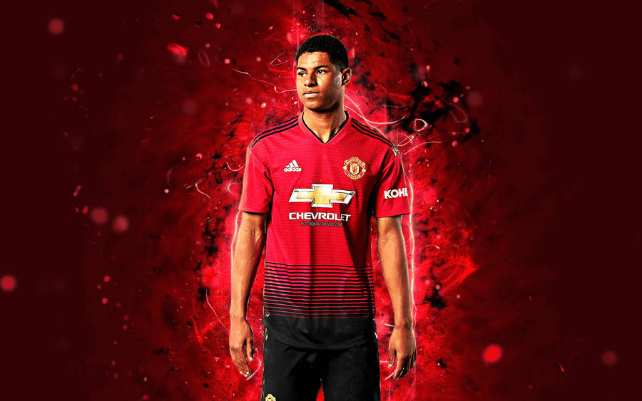 Dynamic Marcus Rashford In Action Wallpaper