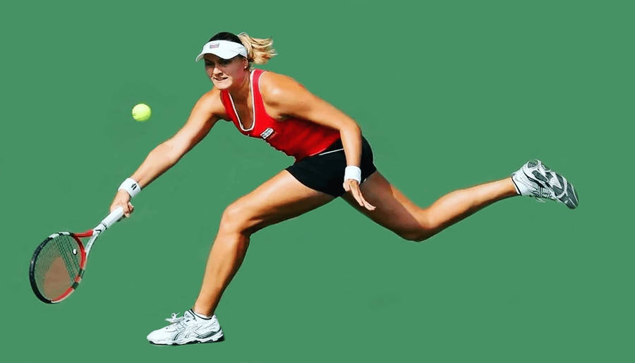 Dynamic Nadia Petrova Leaping For A Tennis Ball Wallpaper