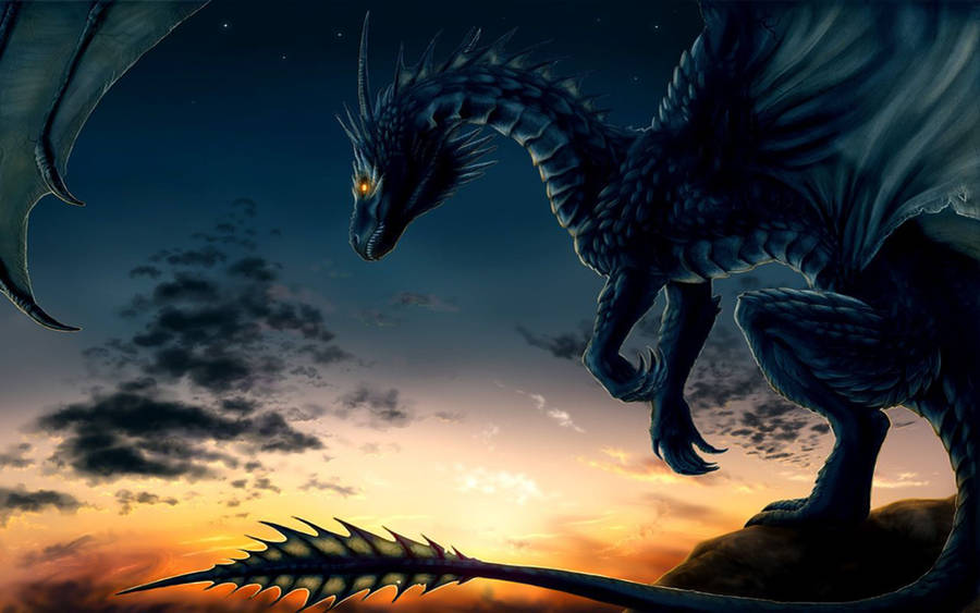 Eastern Dragon During Sunset Wallpaper