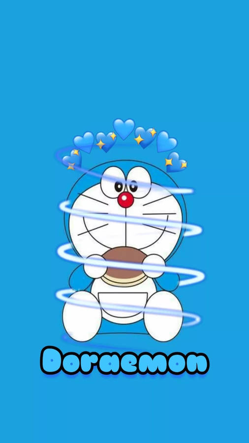 Eating Doraemon Iphone Graphic Art Wallpaper