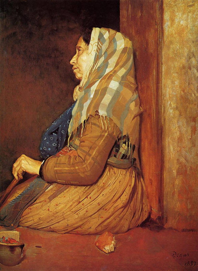 Edgar Degas Beggar Woman Painting Wallpaper