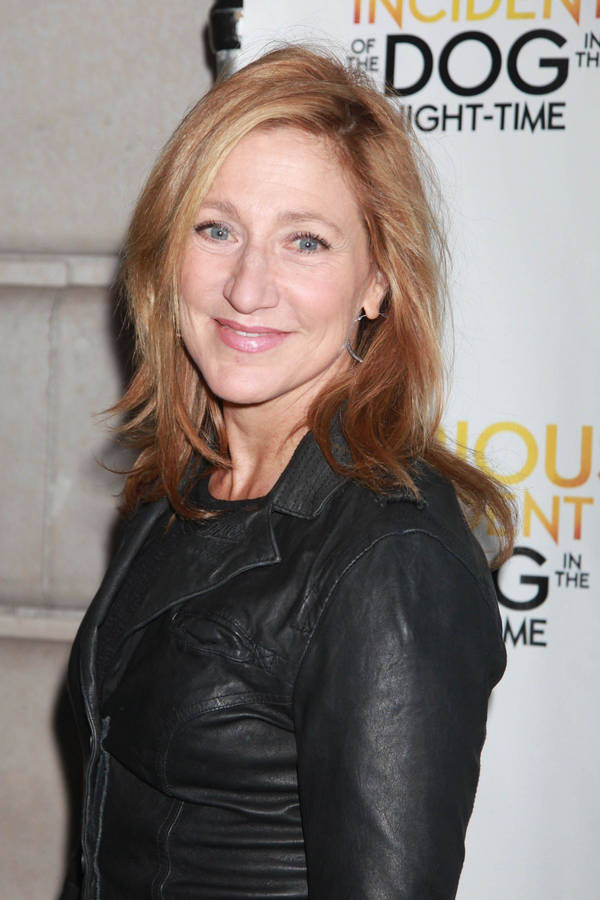 Edie Falco Wearing A Black Leather Jacket Wallpaper