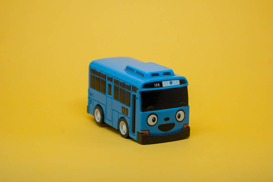 Educational Blue Toy Bus Wallpaper