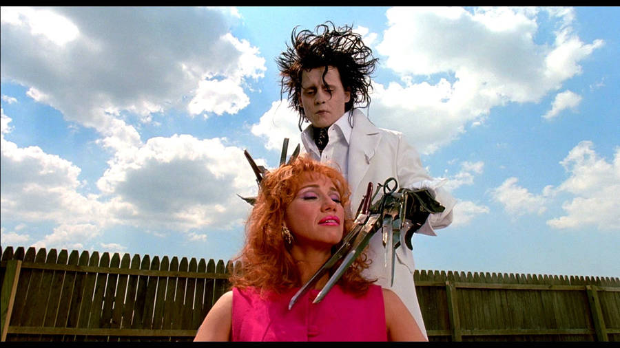 Edward Scissorhands Cutting Hair Wallpaper