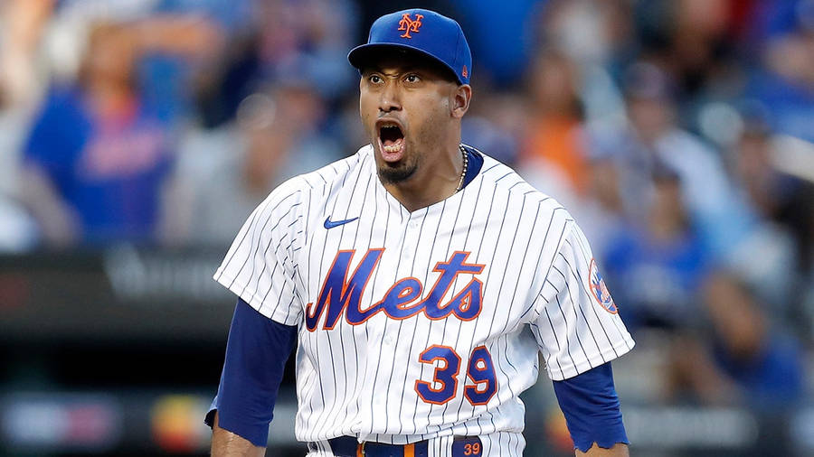 Edwin Diaz Yelling In Mets Uniform Wallpaper