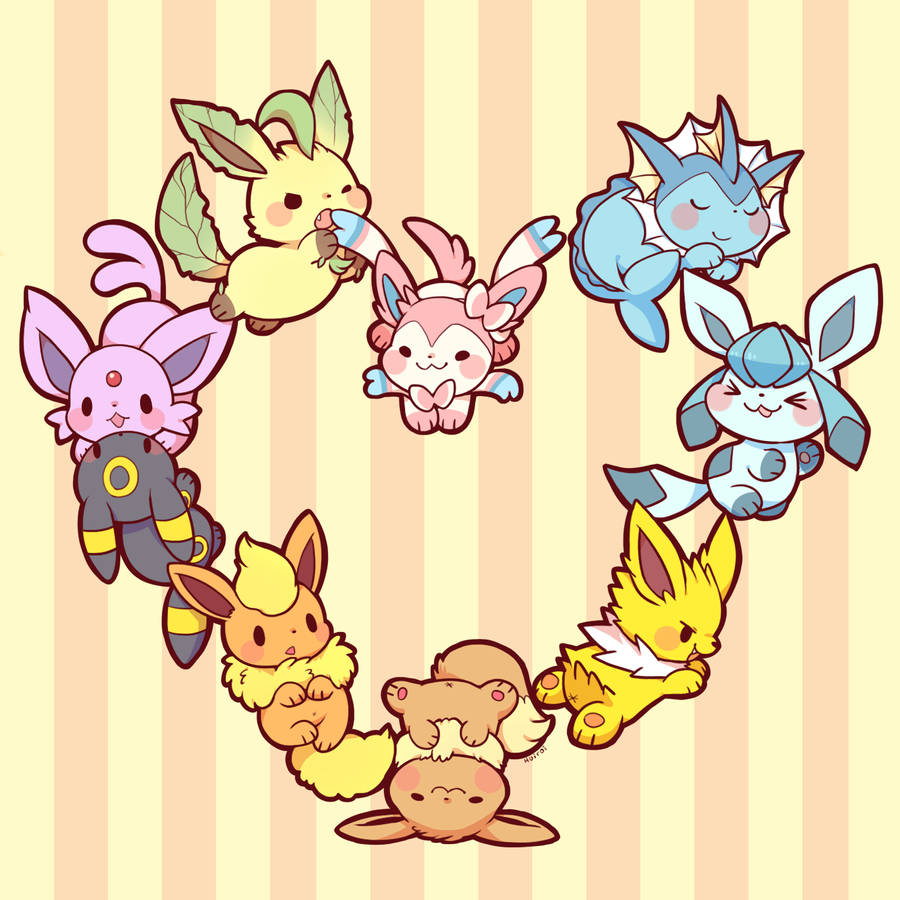 Eevee Forming Heart Iphone Wallpaper