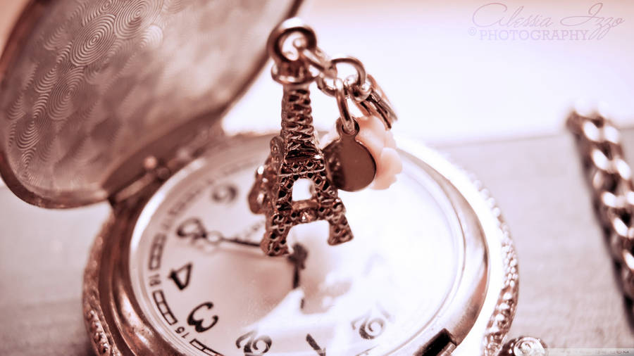 Eiffel Tower Pocket Watch Time Wallpaper