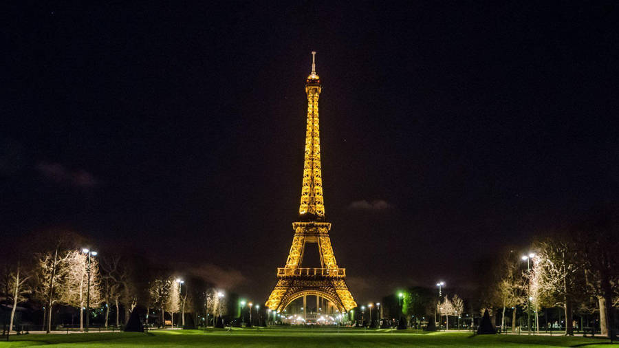 Eiffel Tower Yellow Lights Wallpaper