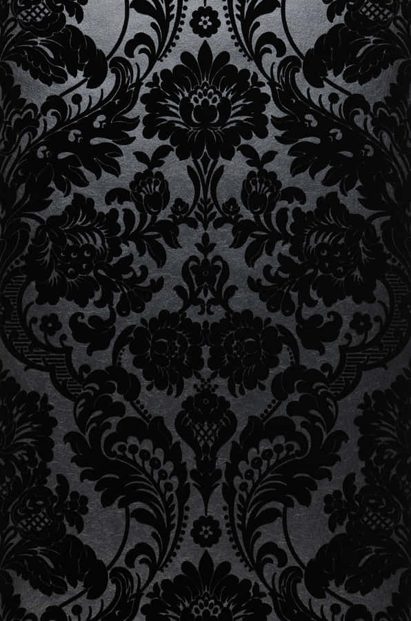 Elegant Black Grey Floral Pattern Wallpaper